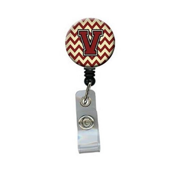 Carolines Treasures Letter V Chevron Maroon and Gold Retractable Badge Reel CJ1061-VBR